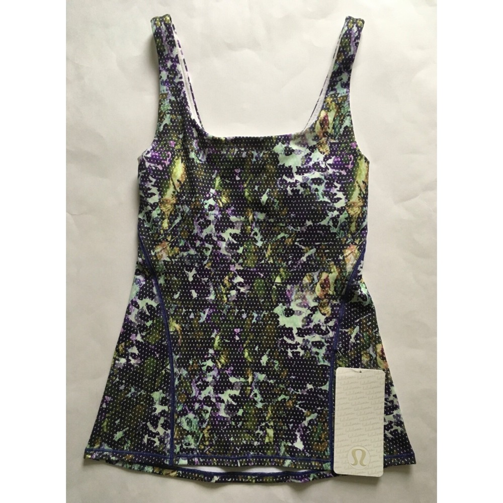 NWT Lululemon Amala Tank Rare Green/Purple Floral Print FSWM Size 4